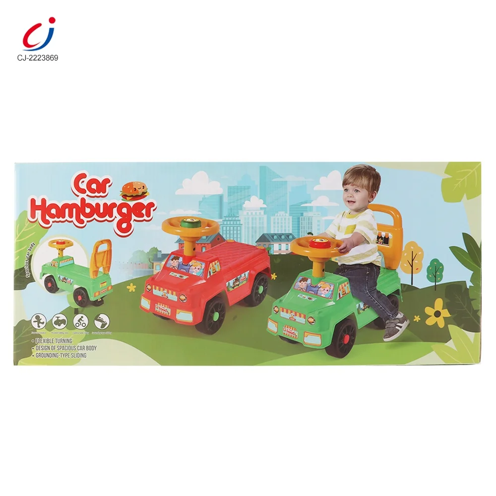 Chengji juguetes baby ride on car toys slide 4 wheel cheap price kids sliding drive baby ride on toy car with BB steering wheel