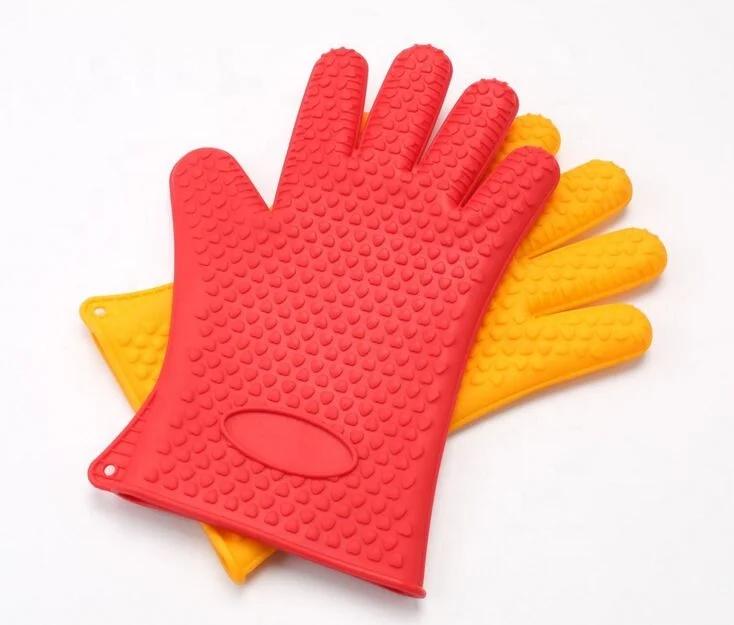 Heat Resistant Printed Silicone Oven Mitts & BBQ Gloves with Fingers Dishwasher Safe for Cooking & Baking manufacture