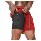 Men's Oem Custom Made Summer Gym Shorts 2 In 1 Shorts With Pockets High Quality 2 In 1 Fitness Running Shorts