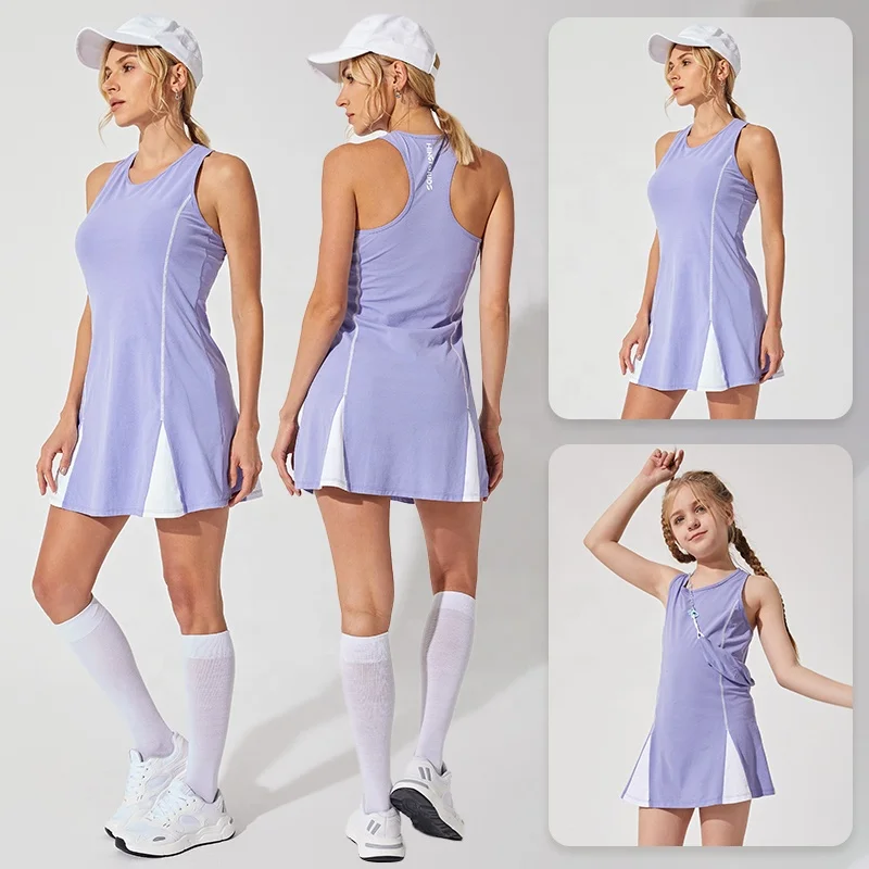 Youth Golf Sleeveless Outfit One Piece Tennis Wear Sports Women Golf Tennis Dress With Shorts