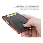 Leather Leather Money Clip Wallet Men Wallet Slim Front Pocket RFID Blocking Leather Wallet