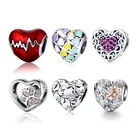 Sterling Silver Charms Charmssilver Bracelets Silver 925 New Arrival 925 Sterling Silver Zircon Heart Charms For Making Bracelets