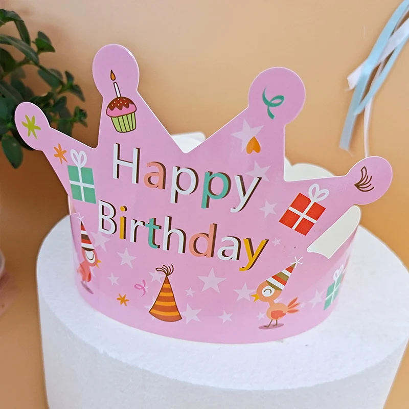 2024 hot sale Birthday Party Supplies disposable paper hat headgear birthday party children birthday decoration hat cake topper