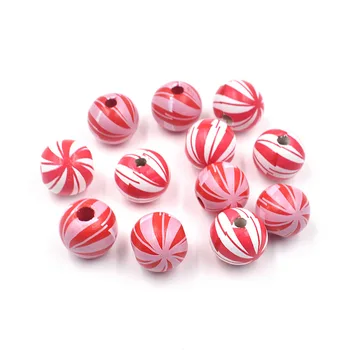 Scattered 16mm Red Windmill Printing And Dyeing Wooden Beads For DIY Festival Home Decoration Accessories