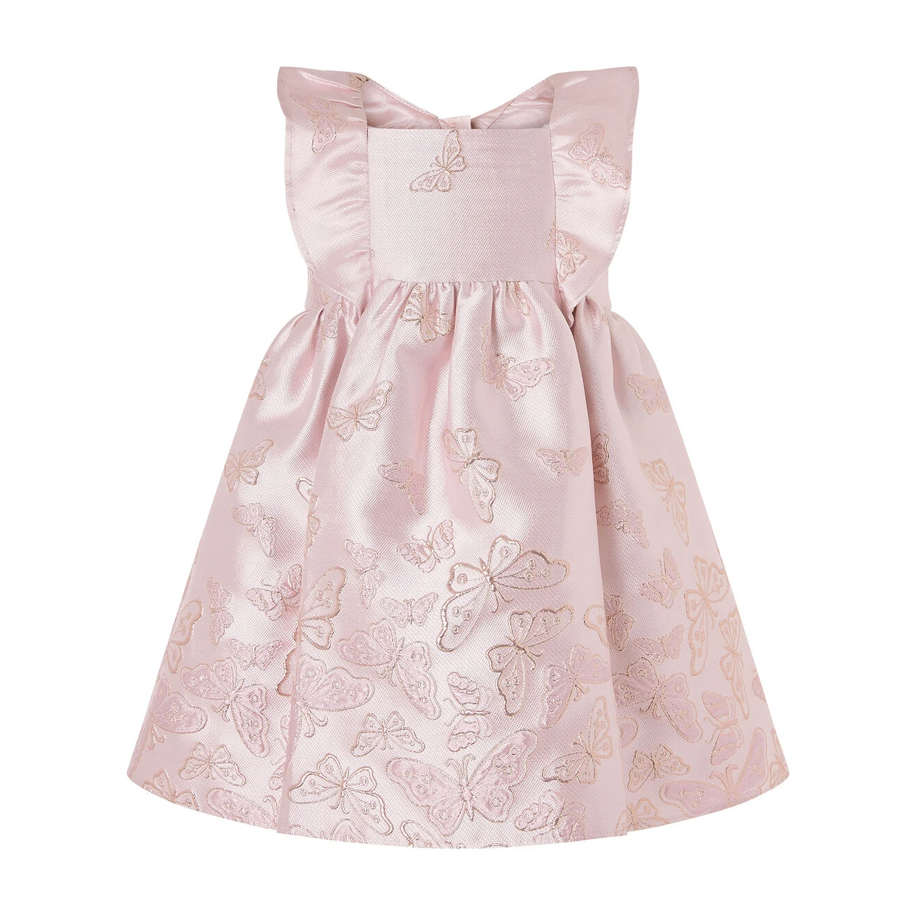 Private label butterfly pattern baby girls kids birthday party wear dress for girls jacquard fancy party dresses for toddlers