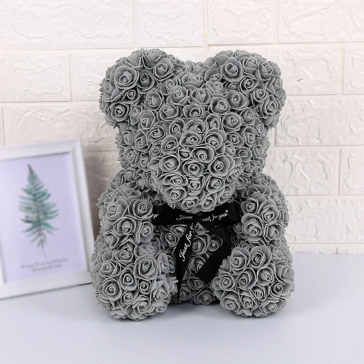 H618 25CM Valentine's Wedding Decor Party Gift Handmade Bear Of Artificial Roses Soap Foam Flower Rose Bear