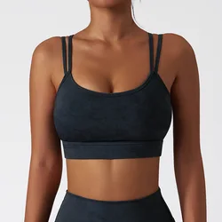 YIYI Printing Sexy Shockproof Yoga Bra Strap Design Comfortable Workout Tops Plus Size Breathable Sports Bras For Women Fitness