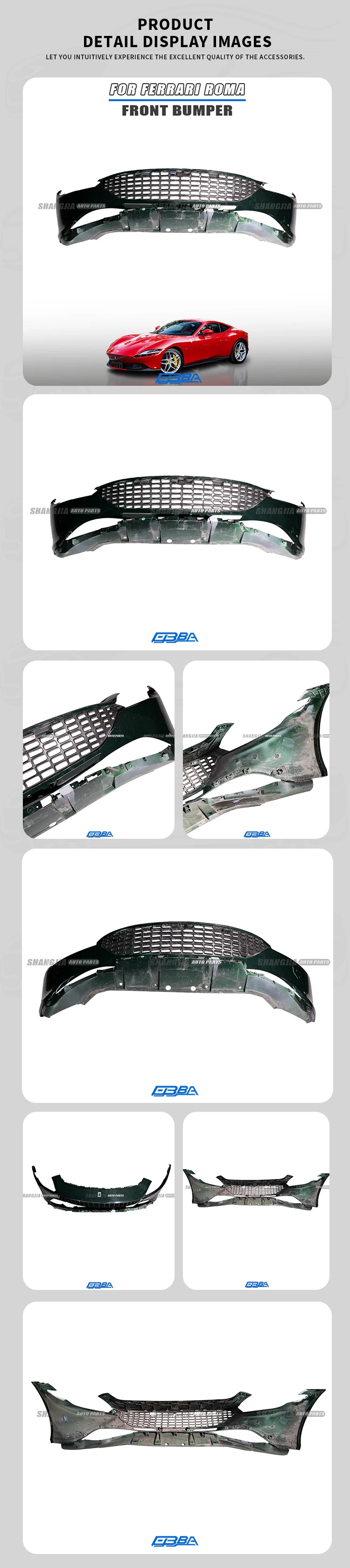 product genuine parts green color original material front bumper for ferrari roma 985809470 car bumpers689-3