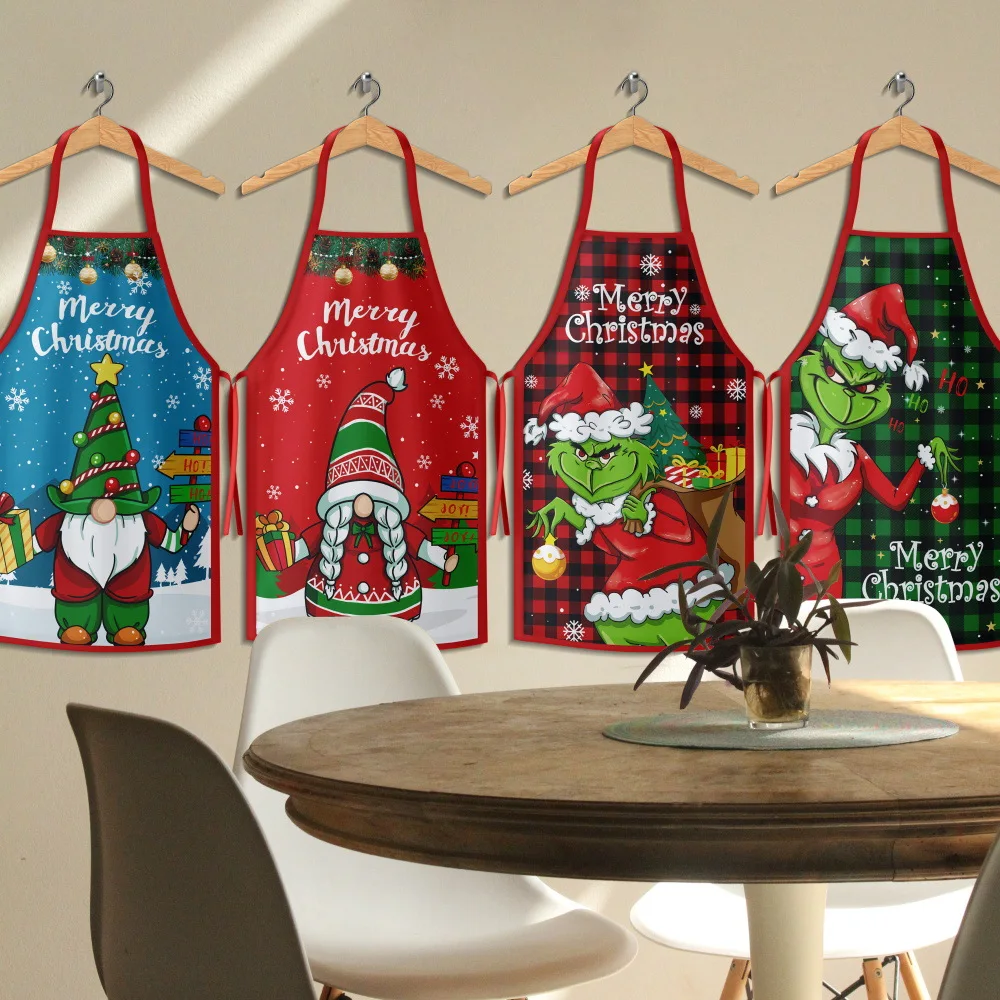 Christmas Kitchen Apron Christmas Day Clothing Supplies Parent-child Suit Apron for Men Baking Accessories Aprons for Women