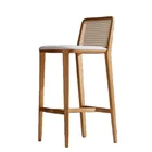 Bar Furniture Wabi-sabi Style Modern Minimalist Design Personality Bar Furniture Solid Wood Rattan Bar Chair Stool