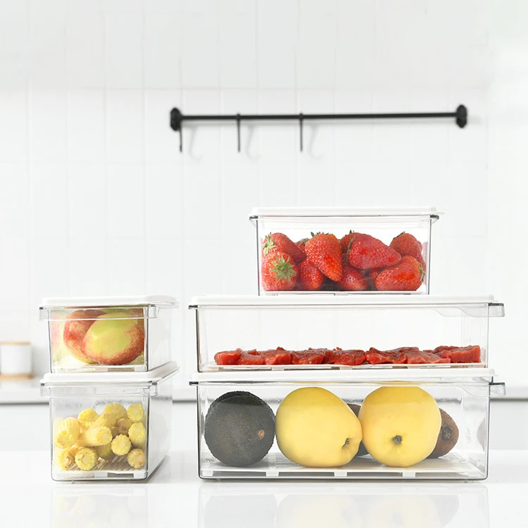 Refrigerator Storage Box Fridge Bins Food Container Inner Strainer Kitchen Organization Plastic Box