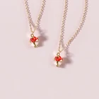 Pendant Red Enamel Cute Mushroom Pendant Girls Red Charm Gold Plated Necklace