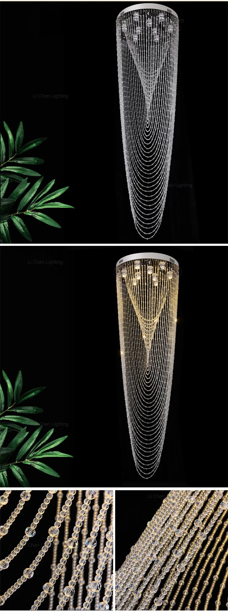 p0035 luxury style indoor decoration hotel villa staircase long led classic crystal chandelier light -1