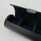 Watch Roll Cylindrical Genuine Leather Watch Ring Box Roll Watch Box