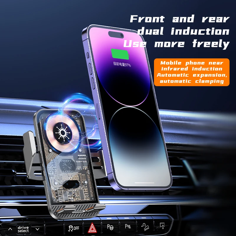Factory 15W QI Magnetic Phone Mount Smart Phone Holder Charging Fast Car Wireless Charger