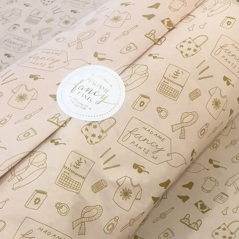 High Quality Custom Printed Stylish Logo Gift Clothes Wrapping Paper Flower Wrap Tissue Paper