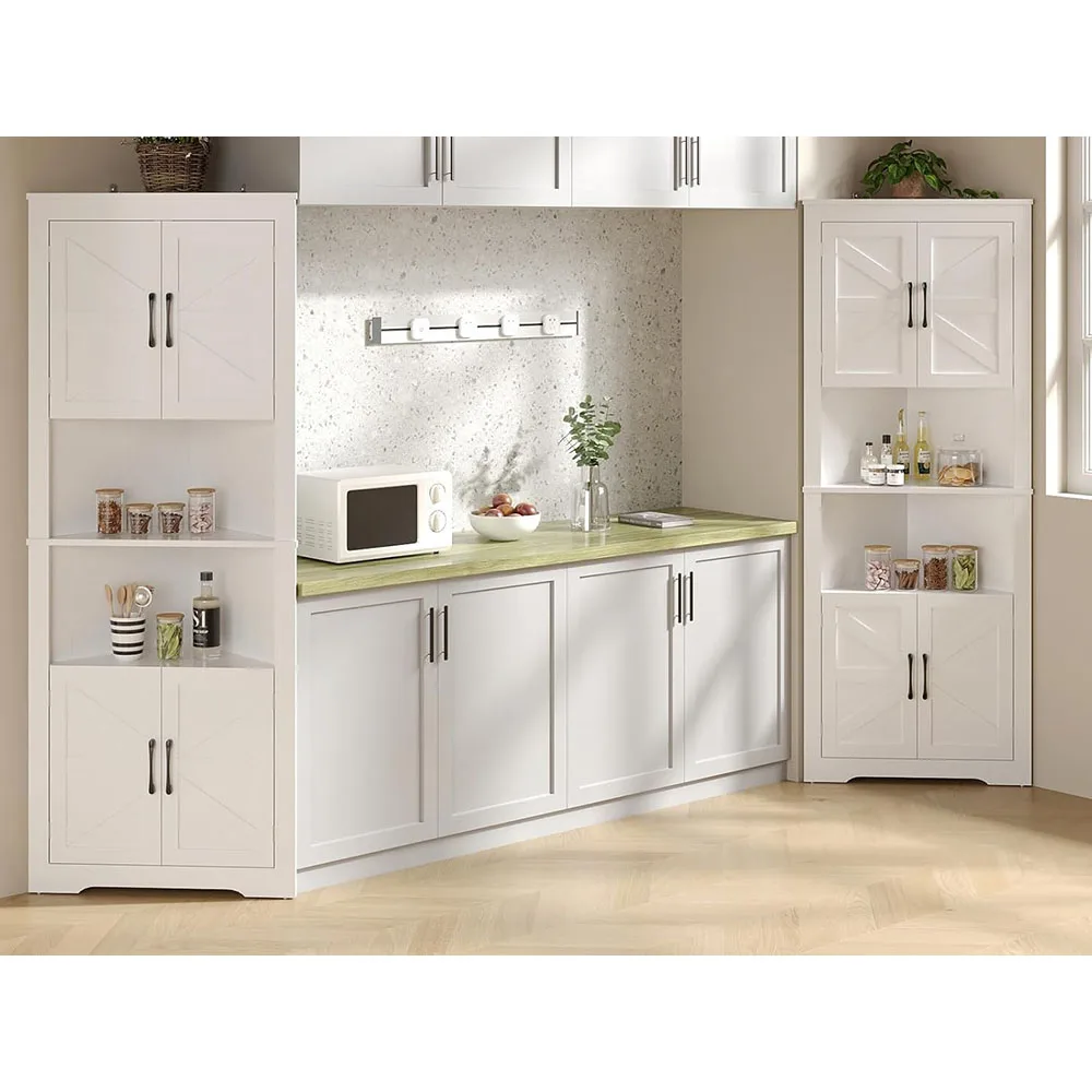 Modern Oak Wood Corner Cabinet 5 Shelves Bathroom Kitchen Living Room Space Saver Organizer factory