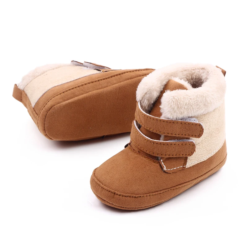 Winter Thick Double Strap Plush High Top Soft Sole Non-slip Baby Warm Toddler Cotton Boots details