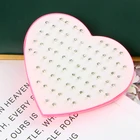 Heart Earring Studs Heart Shaped Plastic Gift Box Earring Set Sweet Color Diamond Studs Earring For Women Set
