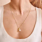 Pearl Necklace Gemnel Wholesale 18k Gold Jewelry 925 Silver Simple Letter Pearl Statement Necklace For Women