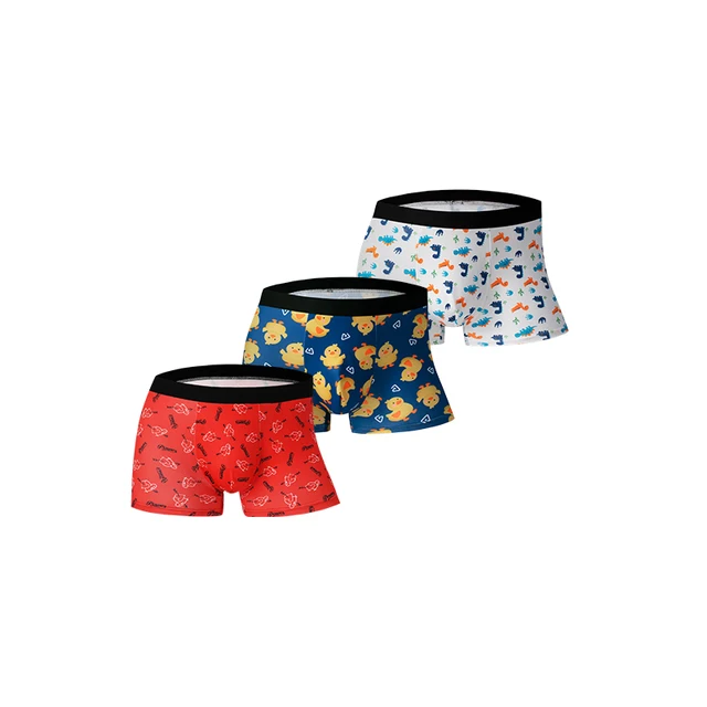 New 3pcs Printed Ice Feeling Ice Silk Men's Underwear Comfortable and Breathable Sports Quick Drying Trendy Fashion Boxer Briefs