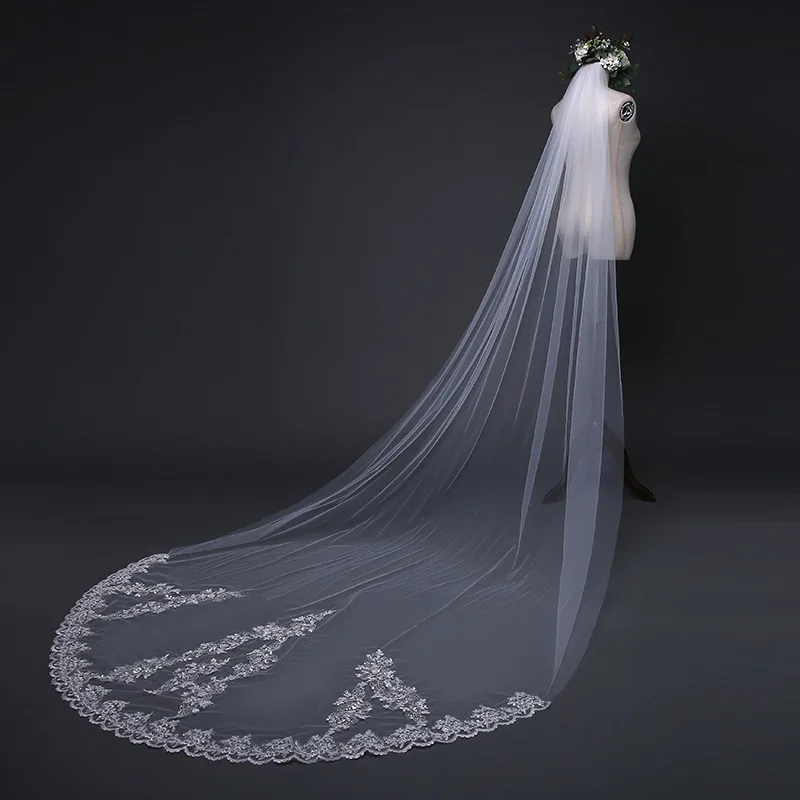 ts17119 custom made elegant cathedral wedding veil girls first