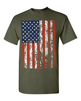 Custom Made Wholesale Design Your Logo America Flag T Shirt, American Apparel 50/50