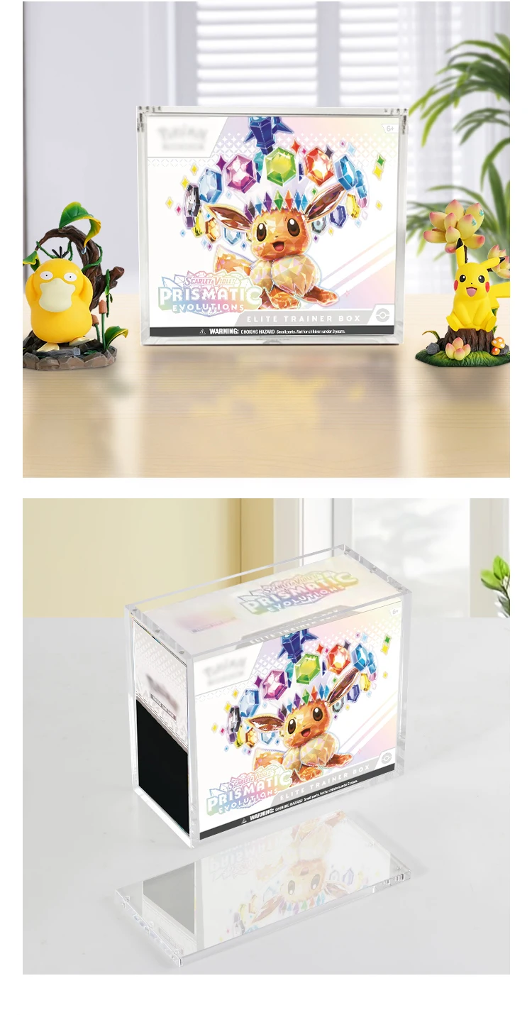 product custom 99 uv resistant acrylic etb case pokemon elite trainer box display booster box protective storage magnetic lid holder-8
