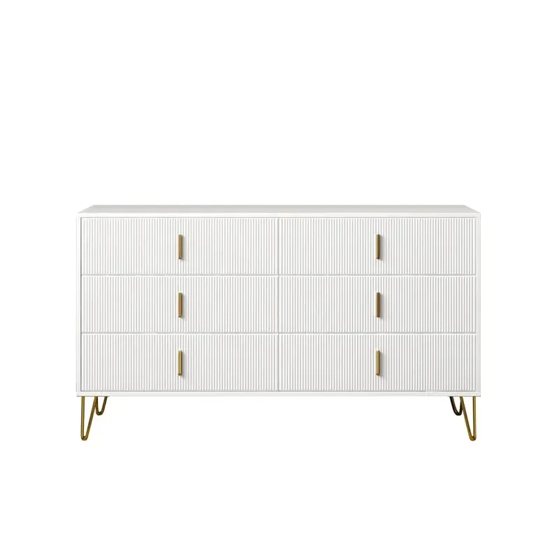 Modern White 6-Drawer Buffet Cabinet  Living room Bedroom Locker for Storage