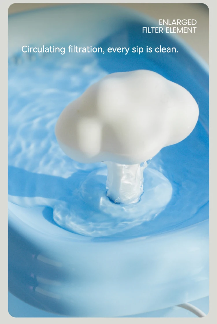 New Cute Cloud Shaped Silent Smart Pet Water Fountain 2.5L Large Capacity Automatic Circulation Pet Water Dispenser Pet Supplies details