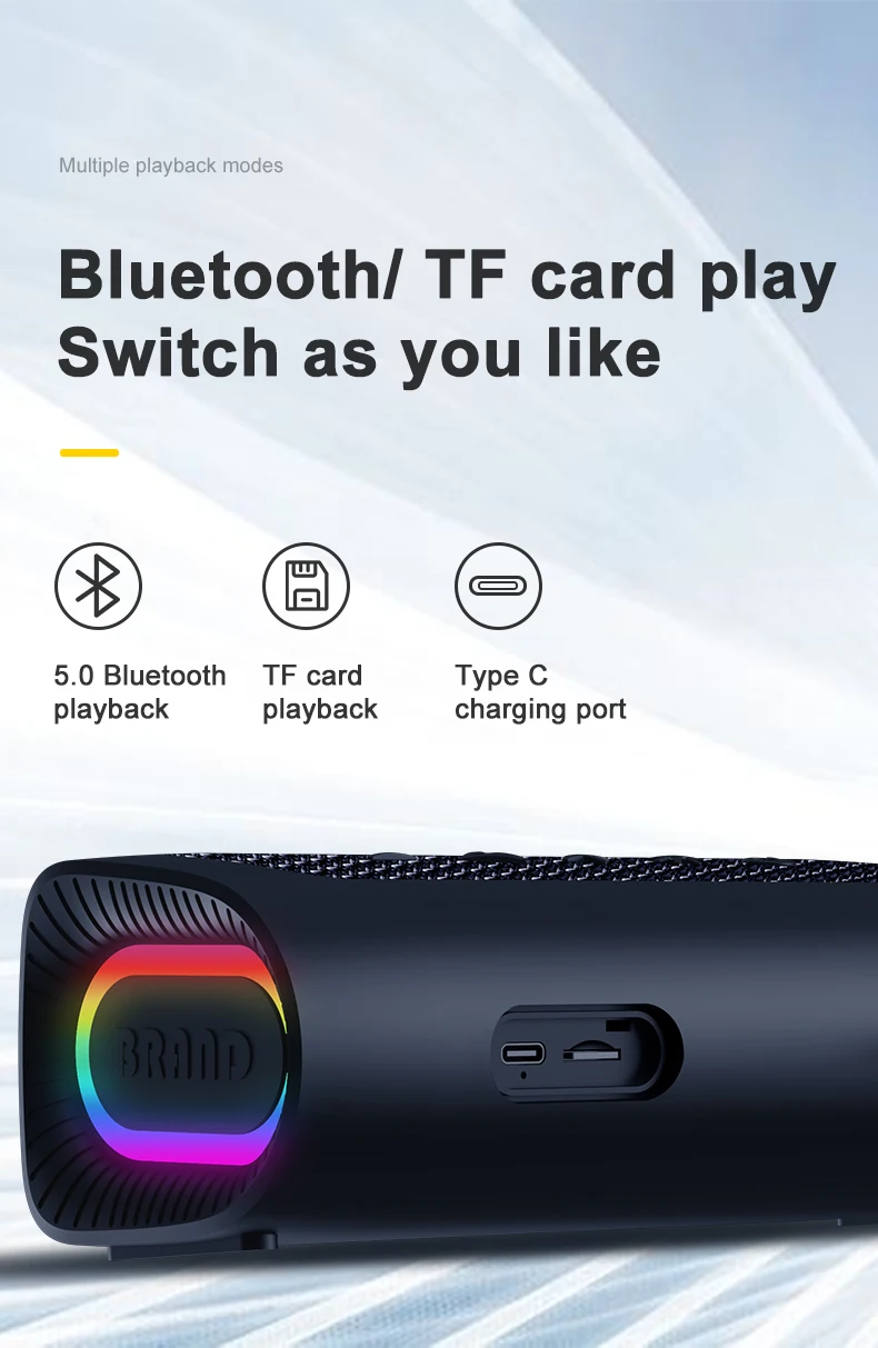 Factory customized Portable Wireless Bluetooth Speaker super bass sports outdoor RGB wireless speaker