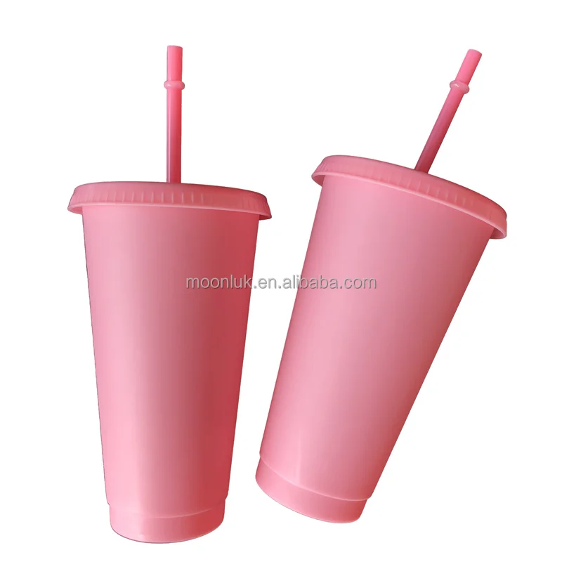 large pink plastic cups