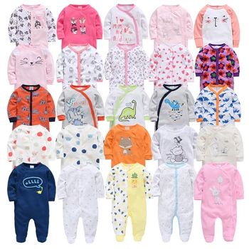Wholesale Cute Printing Custom Label Newborn Body suit Boys Jumpsuit Girls Romper Baby Clothes