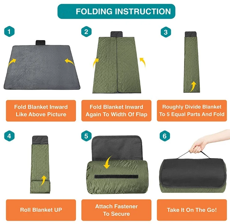 Wq Custom Recyclable Quilted Picnic Blanket Large Blanket Outdoor