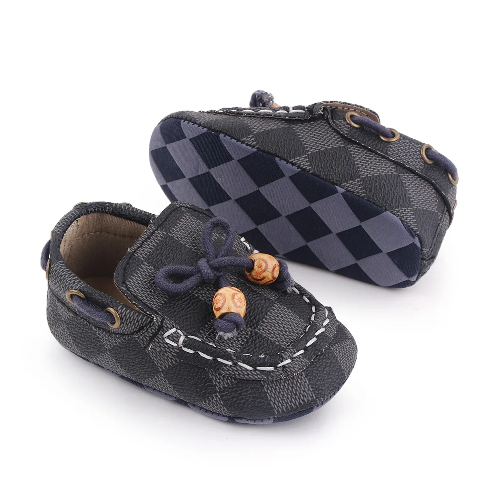 New Classic Vintage Plaid Toddler Shoes with Bow Non-slip Soft Soled Baby Walking Shoes details