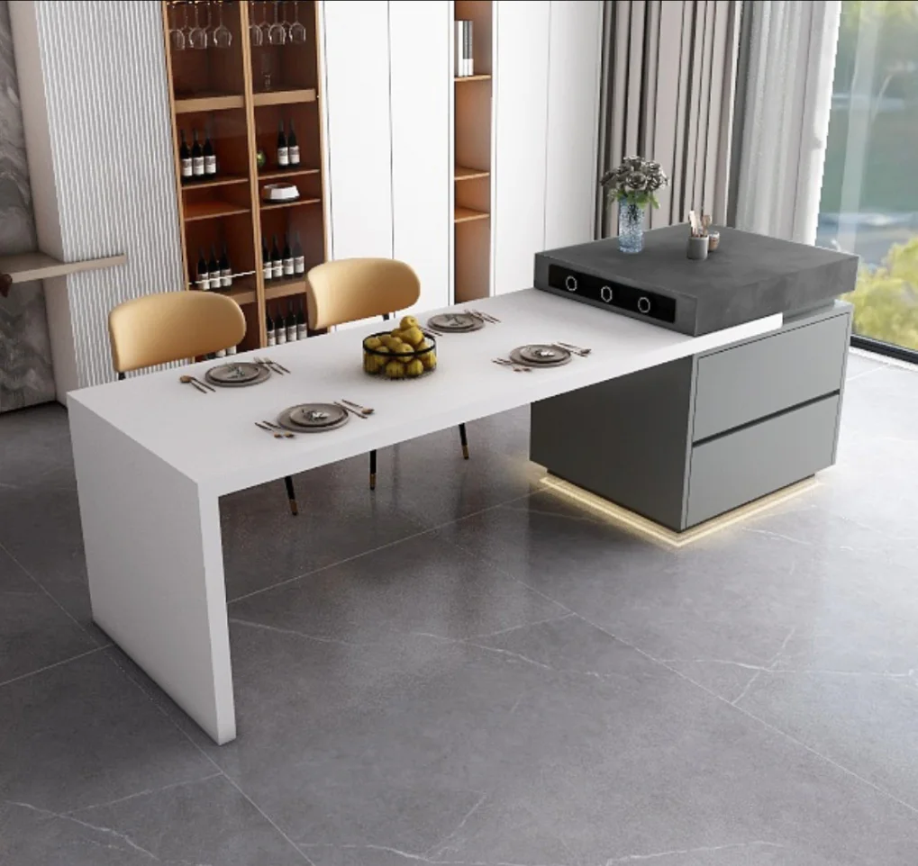 product ydstone light mobile dining table storage integrated kitchen cabinet sintered stone kitchen island counter top-5