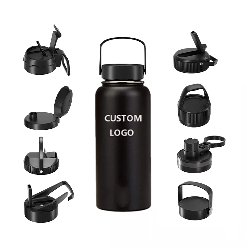 Custom Logo Outdoor&Indoor Wholesale Insulated Bottle Water Flasks Tumbler Stainless Steel Water Bottle With Plastic Lids