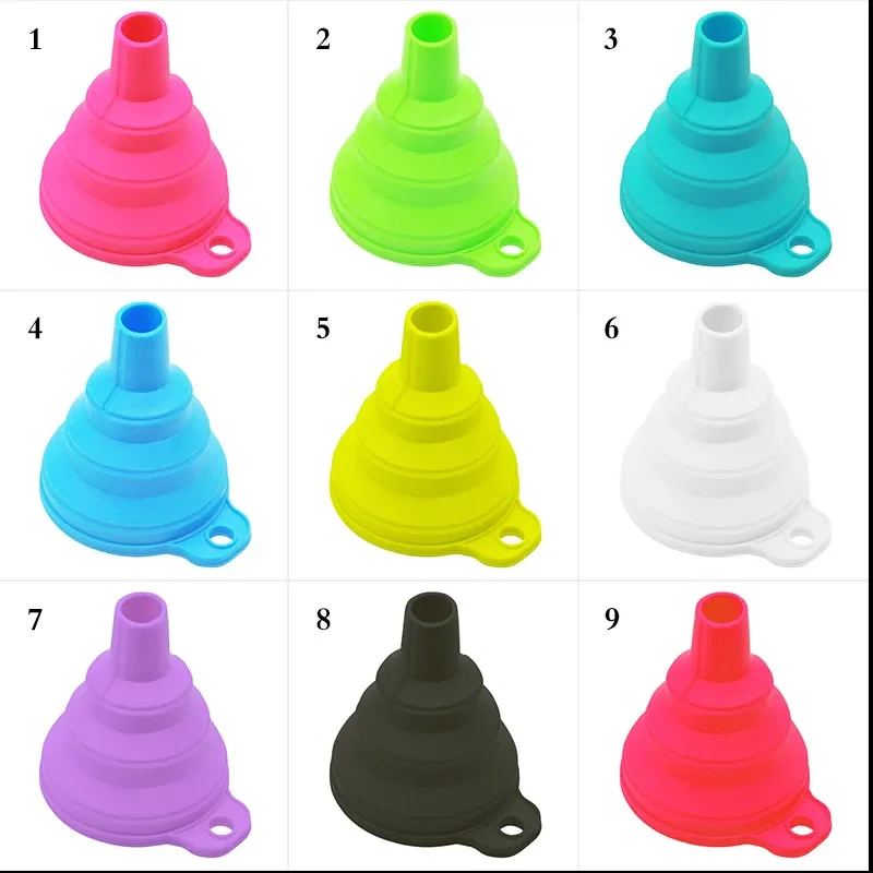 product custom mini foldable eco friendly silicone funnel kitchen utensil for water bottles and liquid transfer-3