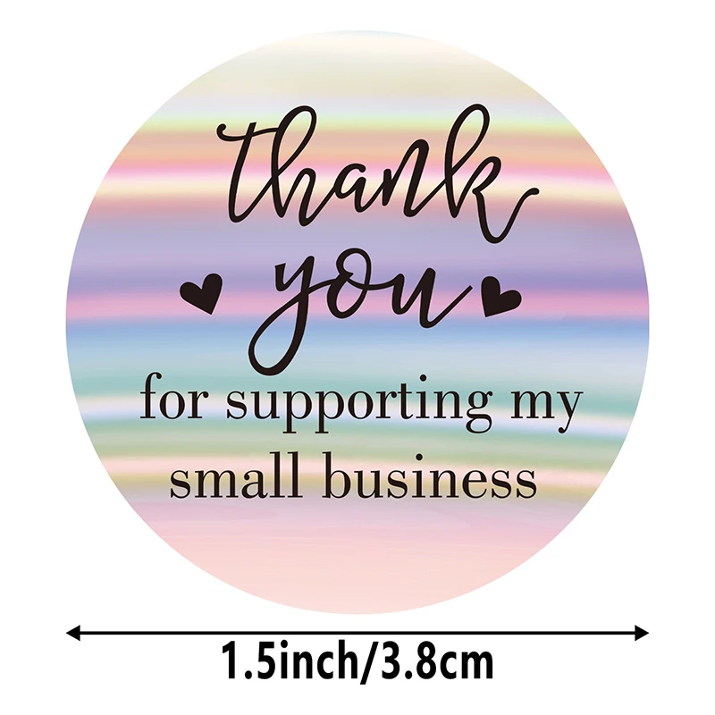 500/ roll 3.8/2.5cm roll with Rainbow Laser Thanks for purchasing thank you commercial seal sticker small business labels