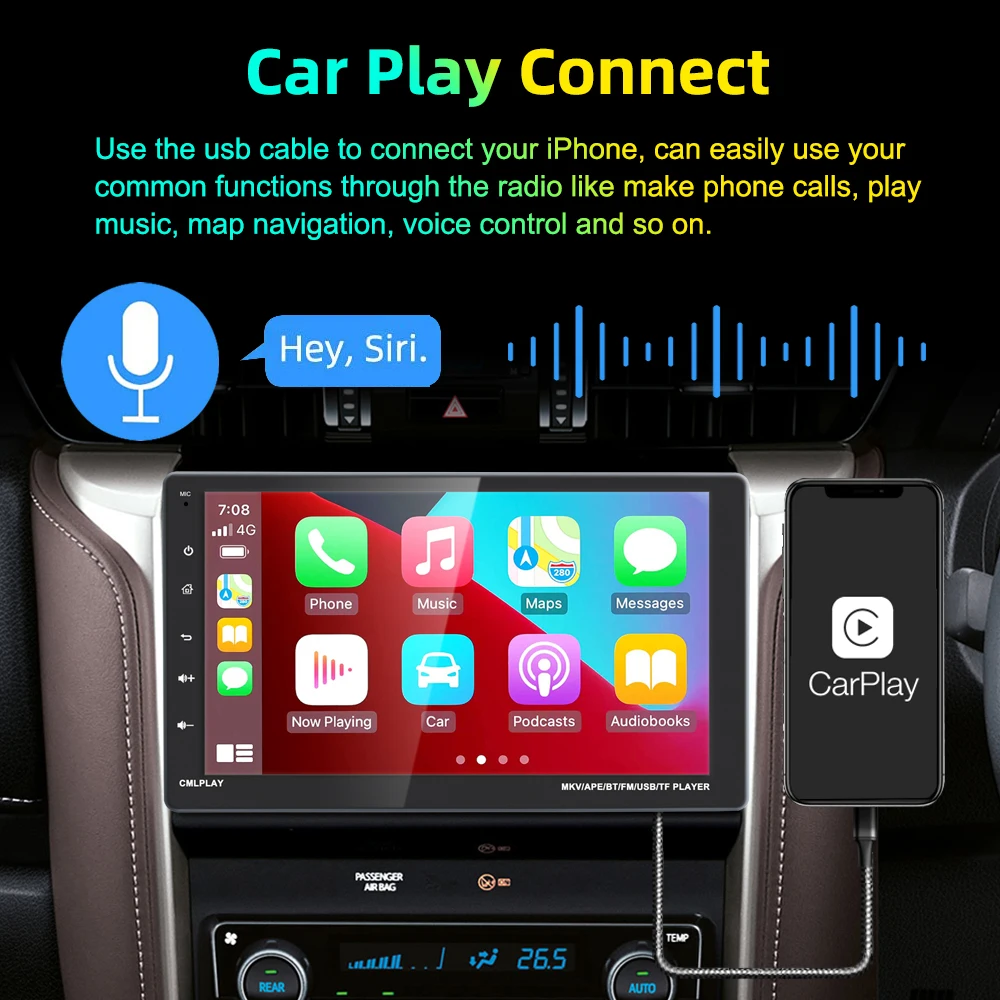 Universal Single Din Car Stereo Radio 9 Inch Touch Screen Carplay