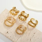 Hoop Stainless Steel Threader Cuban Link Twisted Wide Hoop Women Fashion Hot Shiya Huggies Earrings