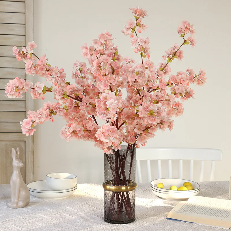 4 Branches Artificial Sakura Cherry Blossom Silk FlowerS Wedding Party Decor 
