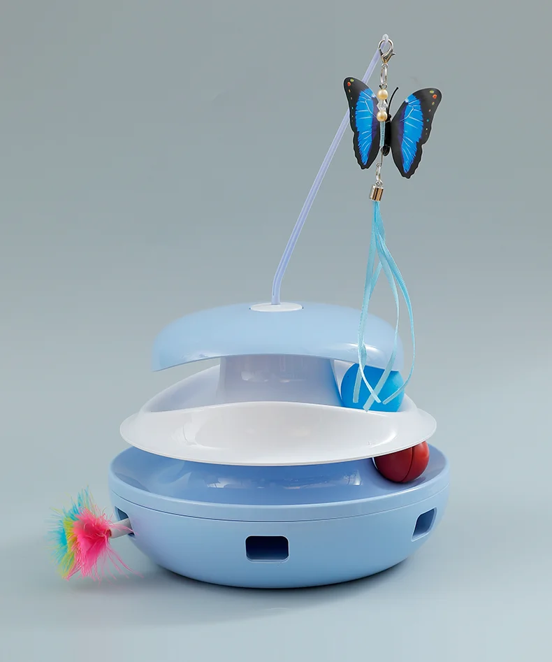 Smart Electric Cat Turntable Toy with Butterfly Teaser Stick Relieve Boredom Anxiety Interactive Play Toy for Cats Pet Products manufacture