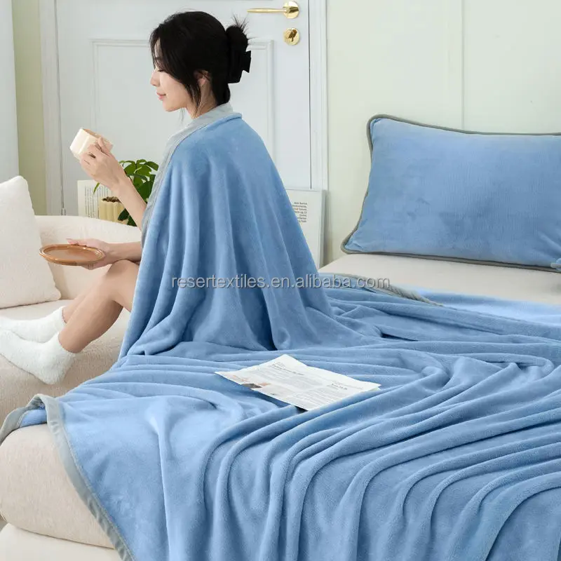 100% Polyester Ultra Soft Flannel Fleece Plush Throw Blanket Solid Pattern Knitted Decorative Throw for Home Bed Sofa for Fall