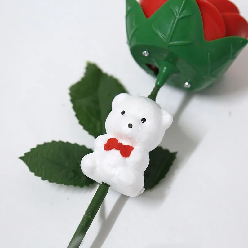 Promotional Plastic Battery Rose Flower Bedroom Party Indoor Decoration Rose Bear LED Lights