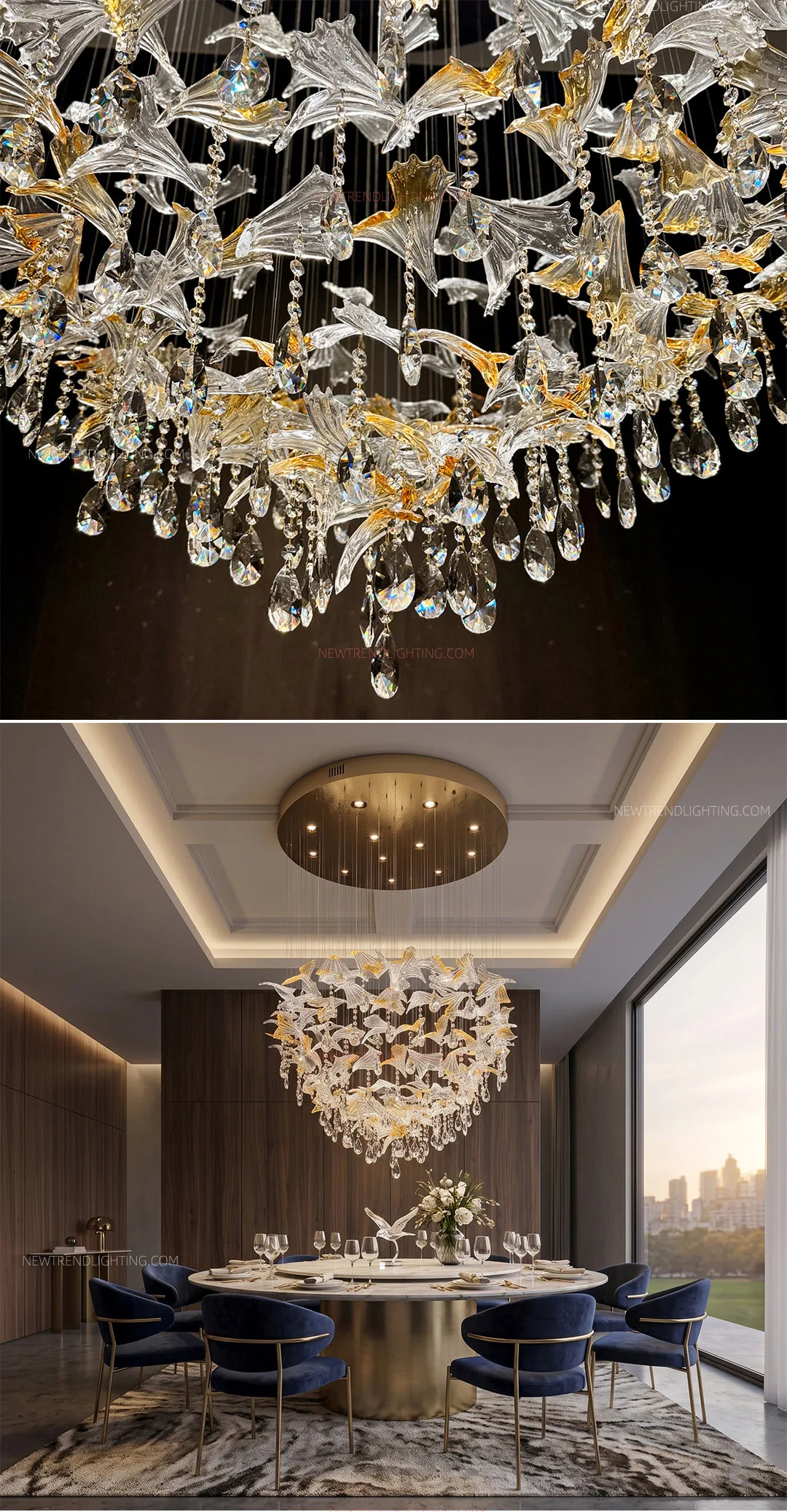 cpl 518 custom luxury architectural ceiling chandelier bespoke flush mount led lighting manufacturer for high end villas-3