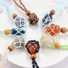 Necklace Wholesale Cord Empty Crystal Holder Necklace Quartz Raw Stone Pendant Rope Natural Stone Necklace