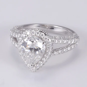 Luxury 14k lab diamond rings double band design 2 carat lab diamond engagement ring with IGI GIA certification