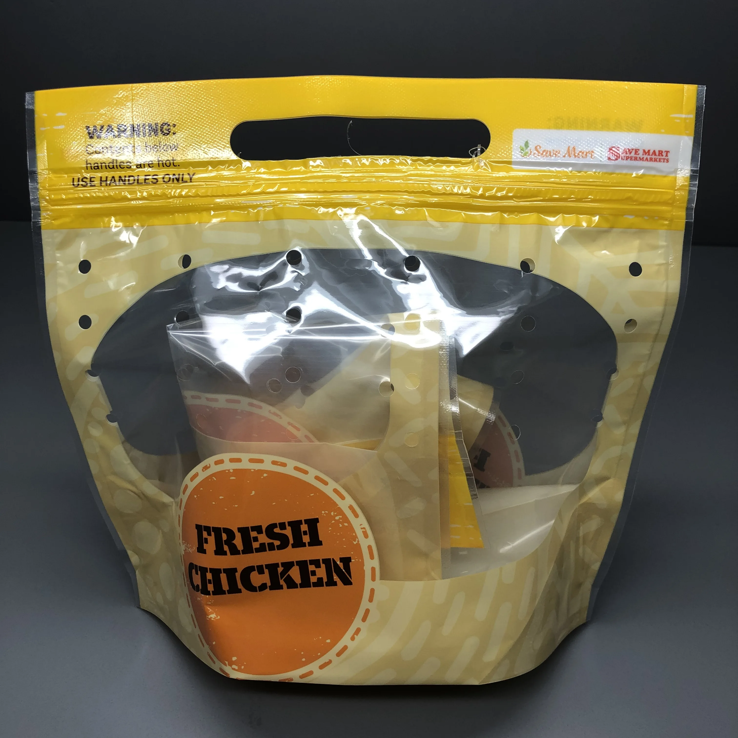 Food Custom Bags Fried Chicken PE Bopp Single Layer Chicken Plastic Stand up Pouch Shopping Snack Gravure Printing Disposable