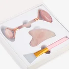 Jade Gua Sha Roller Set Hot Products Face Skin Massager Rose Quartz Roller Gua Sha Mask Brush Jade Roller Gua Sha Set